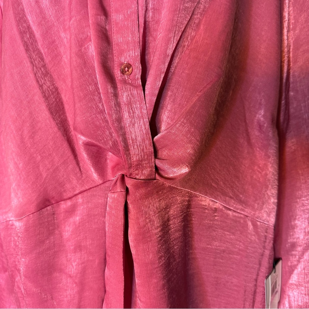 LAUNDRY BY SHELLI SEGAL New Pink Flowy Blouse Button Down Satin Plus Size 22W - Picture 5 of 15